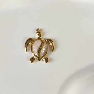 Gold Mother Of Pearl Turtle Charm